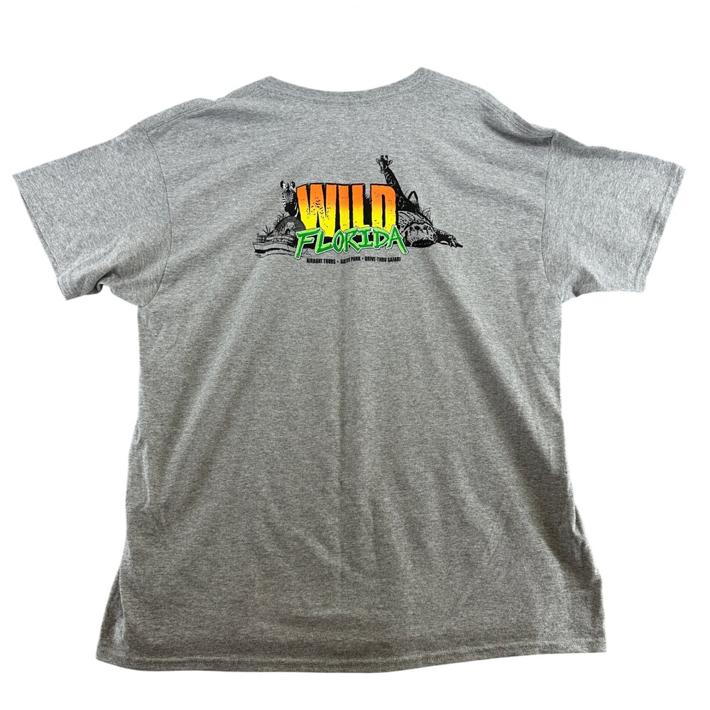 Gildan Wild Florida T-Shirt Graphic Print Swamp Wildlife XL Attraction Gray Men